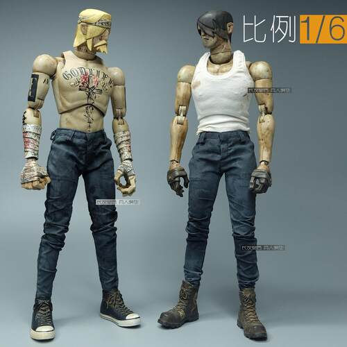 1/6 兵人 CROWDHTOYS 潮流 做旧 修身裤 3A风格