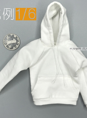 1/6 兵人 DAM 黑帮 黑桃2 同款 长袖 卫衣 帽衫 白色