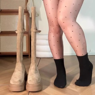 时尚 粗跟过膝美拉德长靴 百搭胖MM两穿翻折厚底长筒靴子女秋冬新款