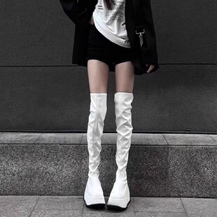 时尚百搭皮靴高筒厚底~魅力长靴过膝长筒靴女2023新款秋冬骑士靴