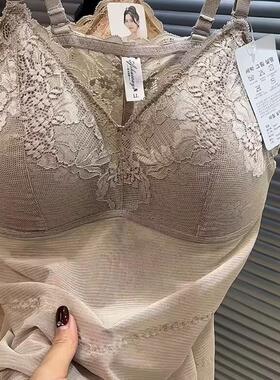 2025秋季新款性感蕾丝黑绷带朔身收腹吊带美背女带胸垫显瘦背心潮