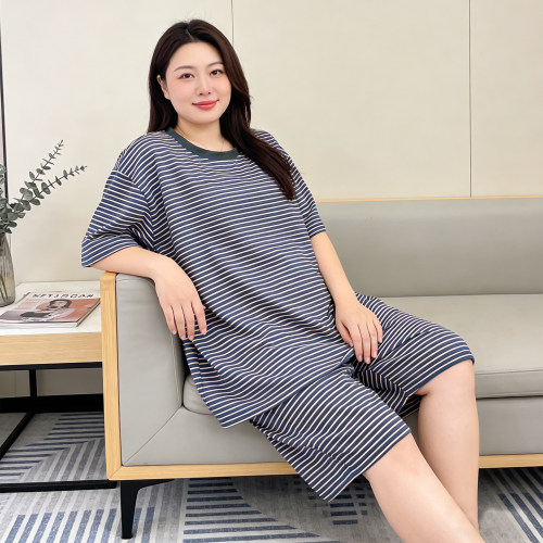 雅芷欣秀女纯棉大码睡衣胖mm