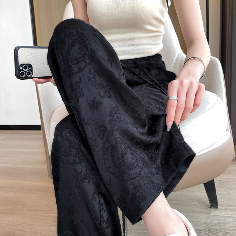 醋酸段面冰丝阔腿裤女夏季薄款