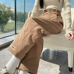 三防羽绒裤女外穿冬季零下40度防寒防水滑雪小个子直筒东北棉裤子