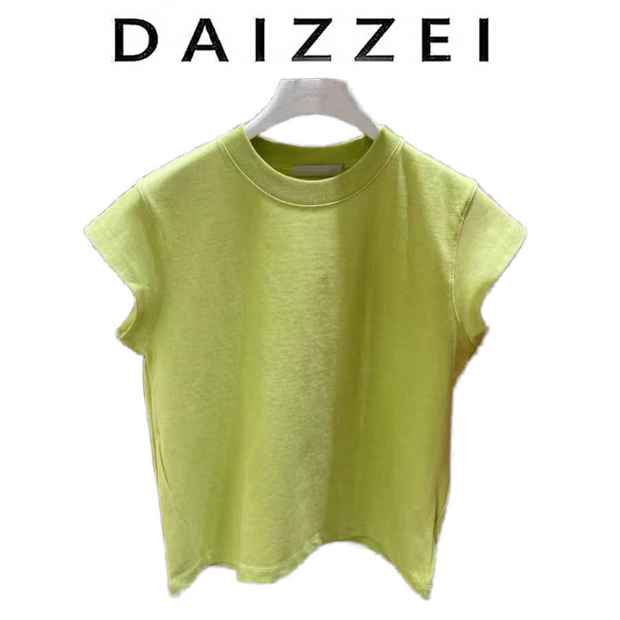 DAIZZEI~糖果色百搭圆领短袖T恤女夏新款宽松显瘦显白套头上衣