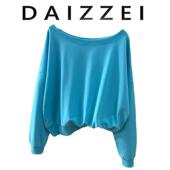 薄款 DAIZZEI 衫 宽松蝙蝠袖 上衣 春秋一字领卫衣女小性感露香肩大码