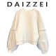 宽松套头上衣 白卫衣女秋新款 DAIZZEI 设计感重工钉珠网纱拼接长袖