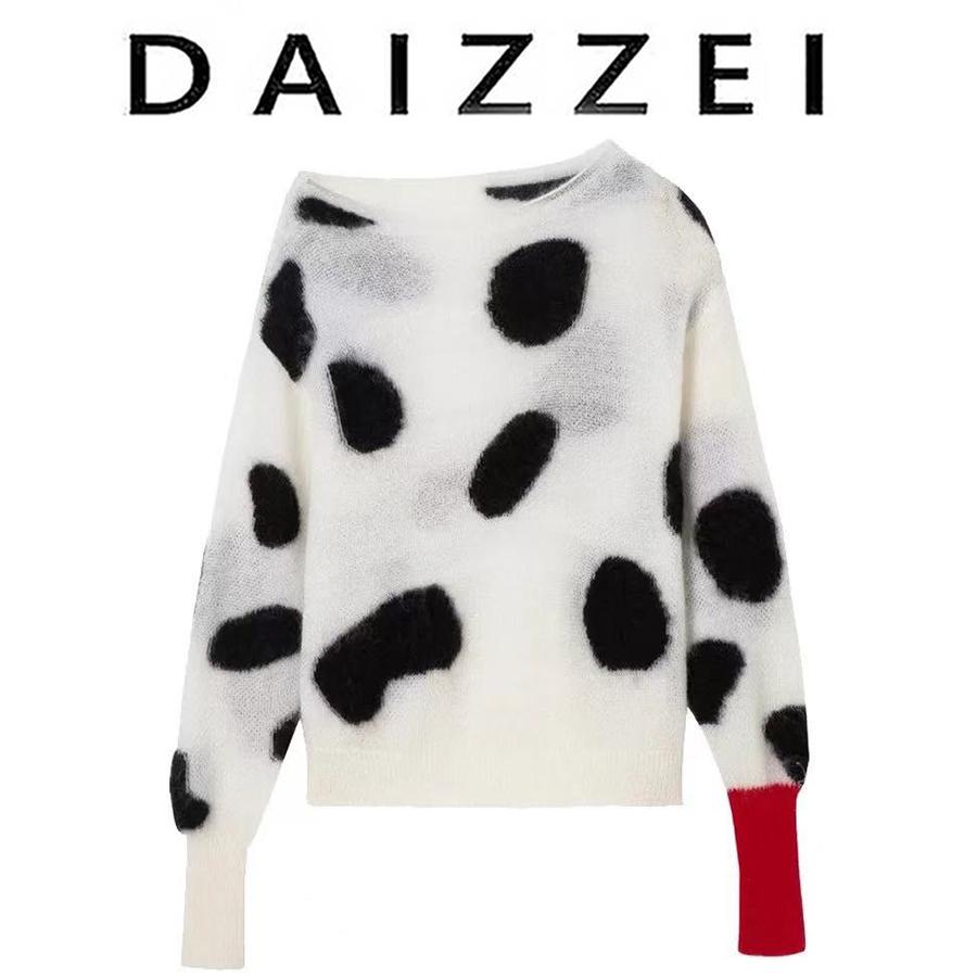 温柔风波点印花柔软针织衫上衣女