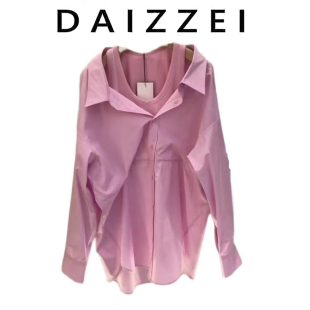 DAIZZEI~2025春新款港味复古chic法式别致粉色衬衫上衣长袖假两件