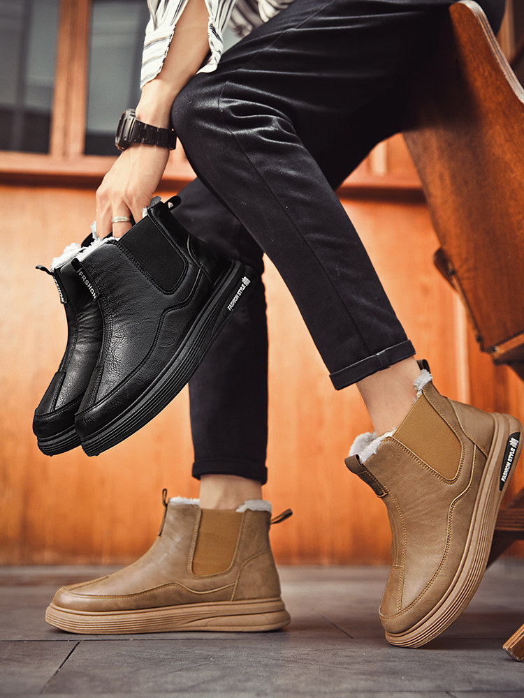 NORTHEAST SNOW BOOTS MENS WINTER VELVET WARM THICKENED MENS SHOES COTTON SHOES COTTON BOOTS MENS BOOTS MENS BOOTS WATERPROOF LEATHER BOOTS