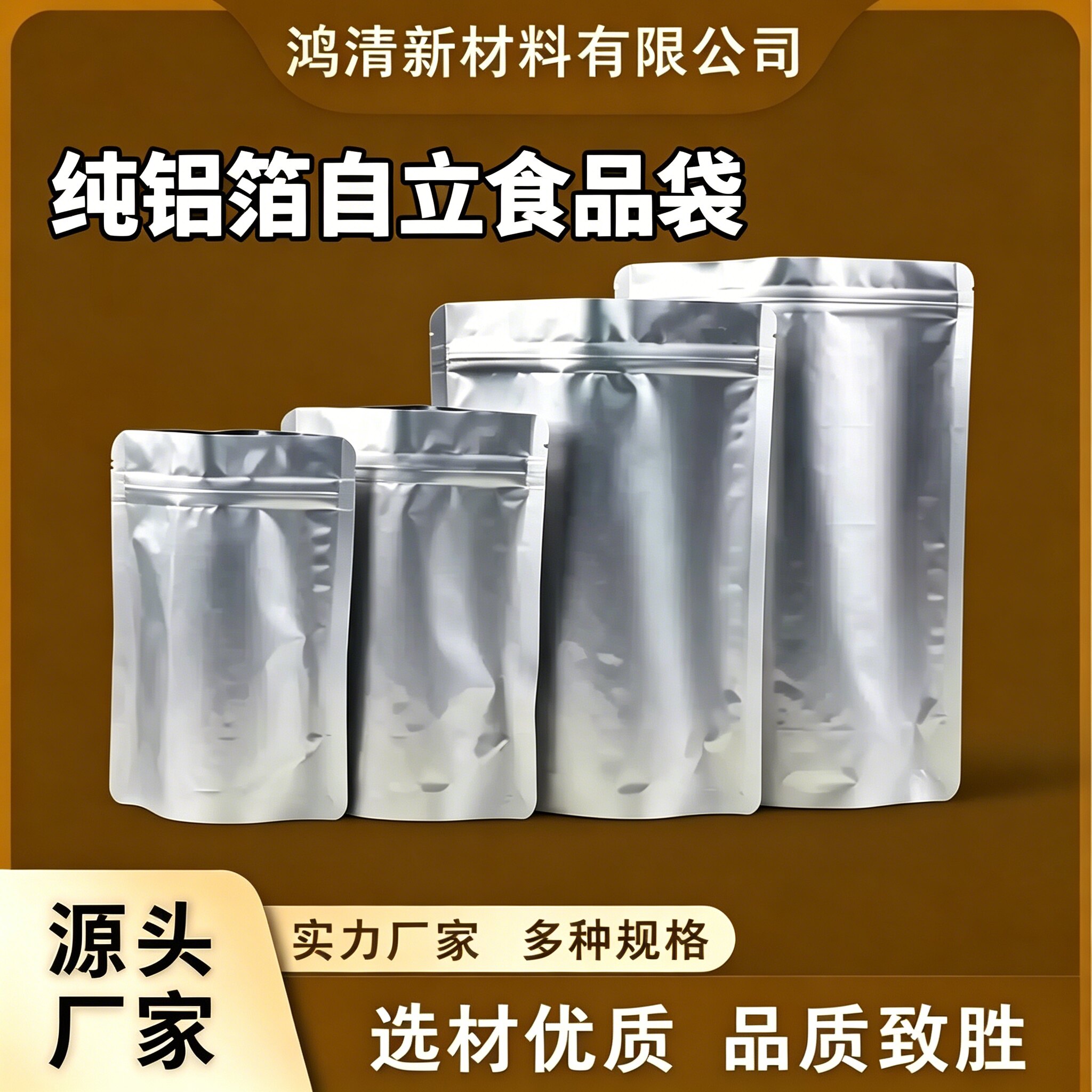 定制镀铝自立自封袋 食品铝箔袋茶叶包装袋 避光密封塑料封口袋
