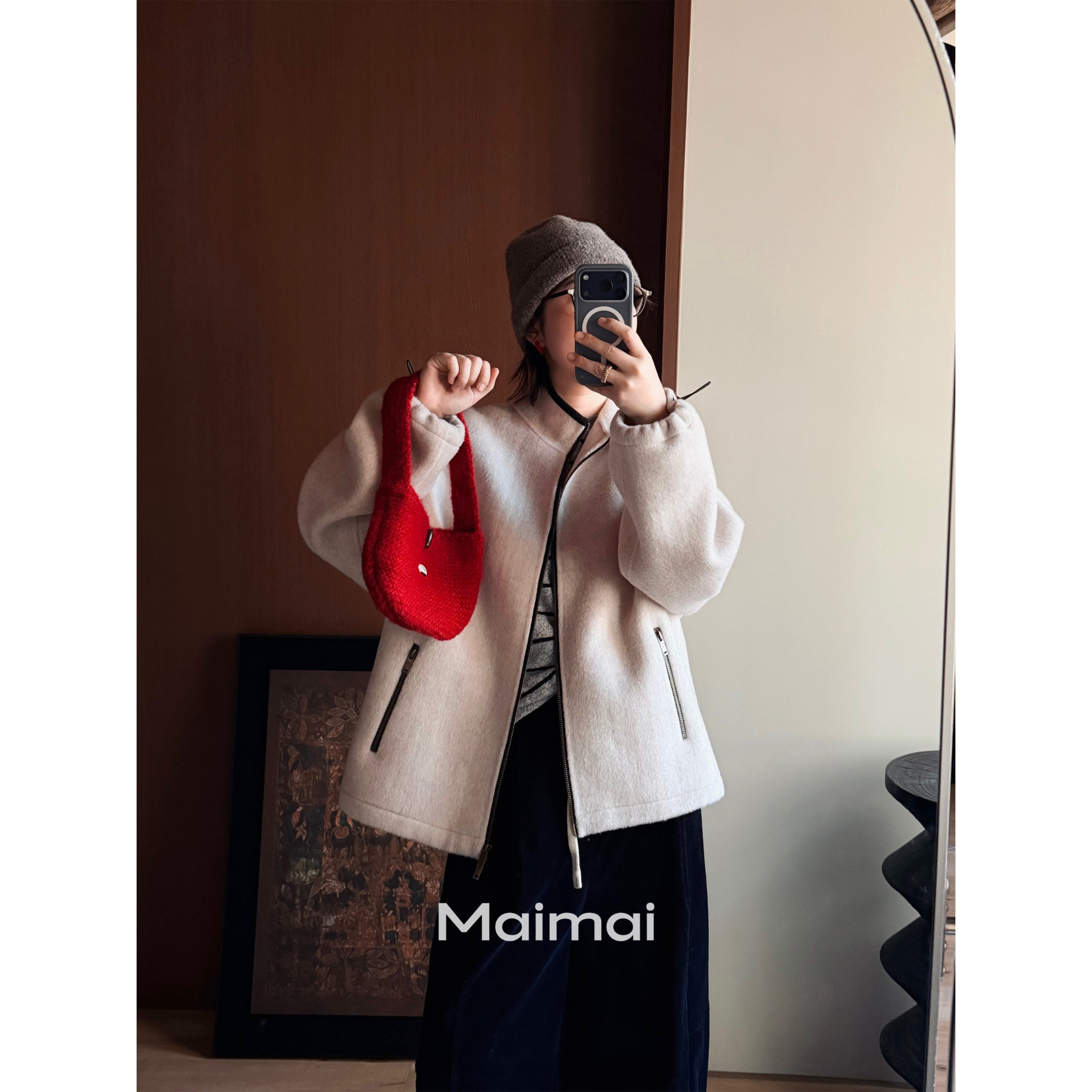 郑买买 燕麦奶茶 秋冬款韩系高级感户外撞色巨好看的毛呢外套女款,女装/女士精品,毛呢外套,淘宝优惠券,粉丝福利购,淘宝优惠卷