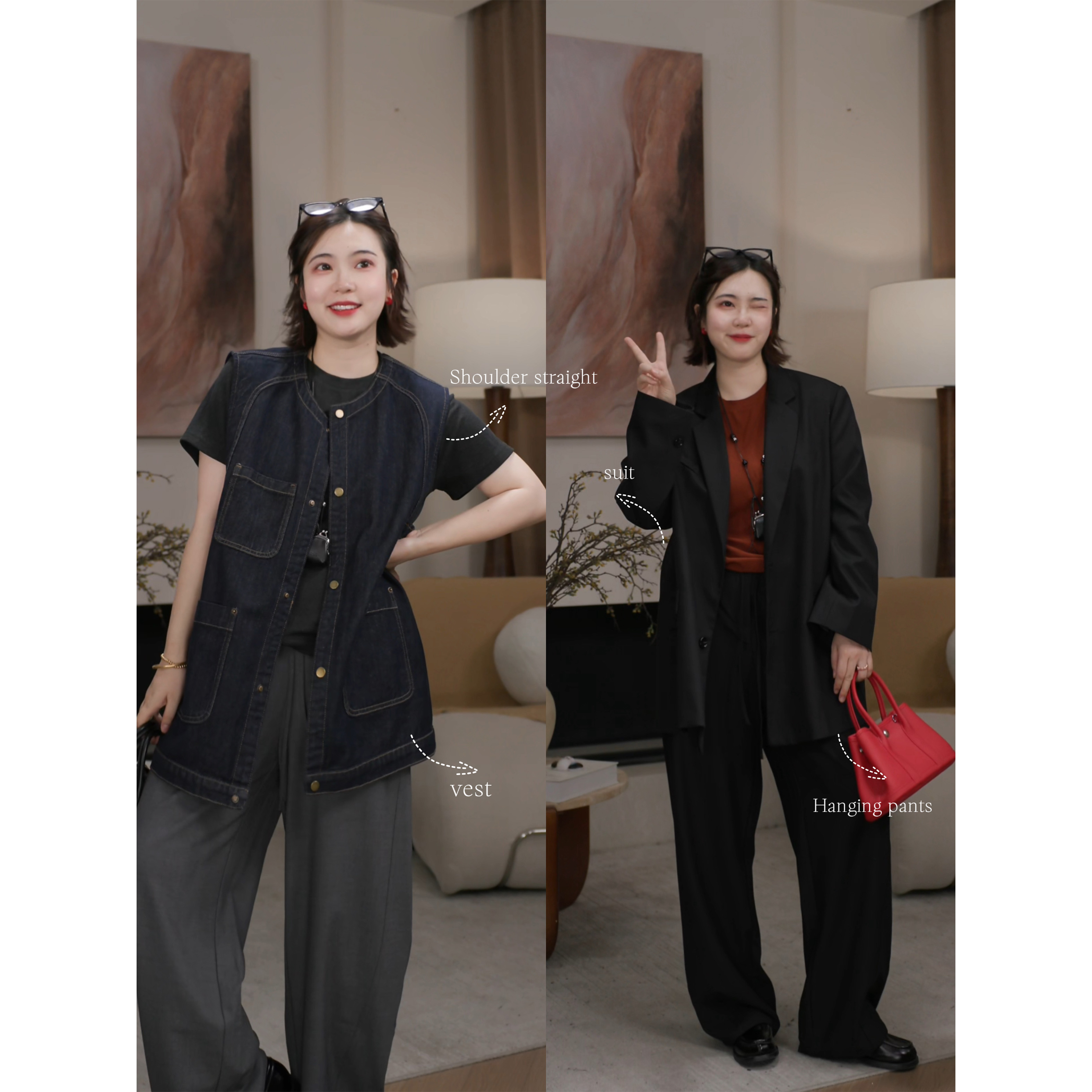 时尚洋气红色多巴胺正肩圆领短袖