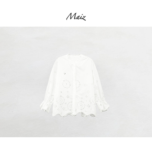 月光漫野 衬衫 2026春季 韩系镂空宽松纯棉长袖 女上衣 新款 郑买买