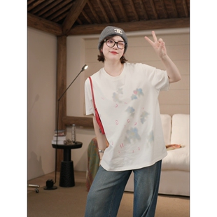 晕染小花 T女款 2026春季 休闲百搭轻奢高级感碎花短袖 新款 郑买买