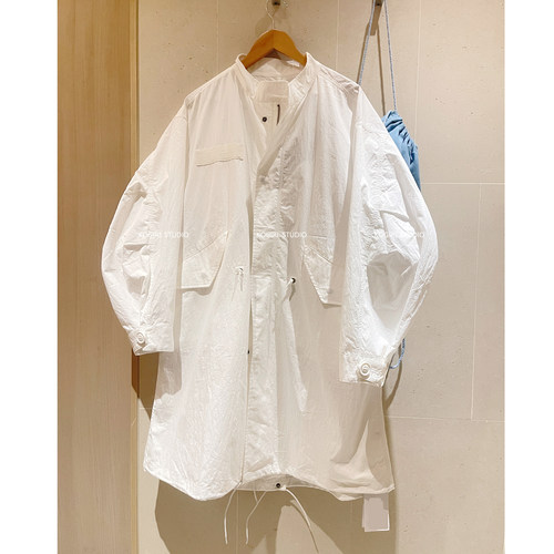 韩系户外工装水洗宽松长款风衣女