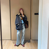 KOGIRL 女韩系 长裤 浅蓝色显腿瘦直高腰侧开叉直筒牛仔裤 2026新款