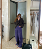 冬季 新款 小众慵懒灯芯绒休闲裤 KOGIRL韩版 直筒宽松显瘦高腰长裤 女