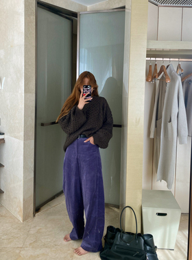 KOGIRL韩版冬季新款小众慵懒灯芯绒休闲裤直筒宽松显瘦高腰长裤女