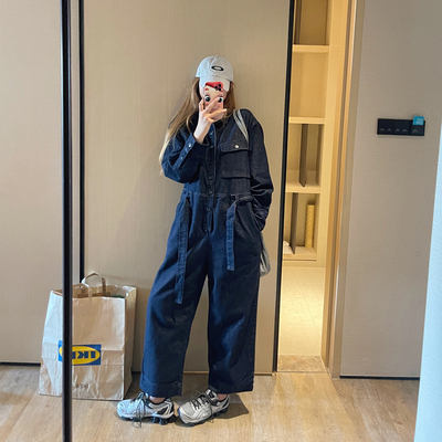 韩系东大门丹宁工装休闲连体裤女