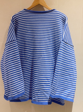 KOGIRL韩系博主款ins质感经典条纹宽松廓形松弛感针织衫上衣女春