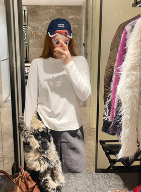 KOGIRL~100棉实穿显瘦白T恤韩系简约圆领别致休闲舒适长袖T恤上衣