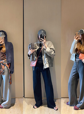 KOGIRL新款韩系高腰显瘦百搭抽绳松紧腰阔腿裤休闲垂顺拖地裤女