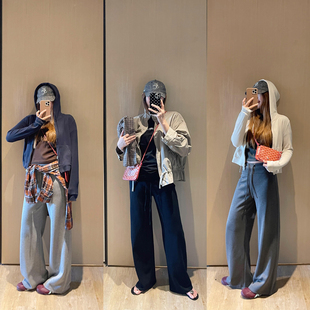 KOGIRL新款韩系高腰显瘦百搭抽绳松紧腰阔腿裤休闲垂顺拖地裤女