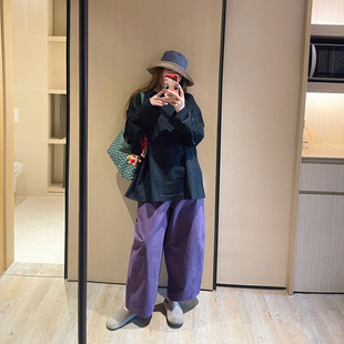 KOGIRL韩系东大门oversize黑色极简宽松廓形舒适百搭长袖T恤上衣