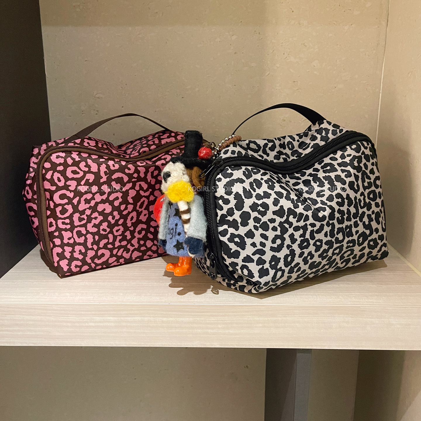 韩国便携式豹纹化妆包杂物收纳包