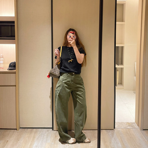 东大门低腰弯刀休闲显瘦工装裤女