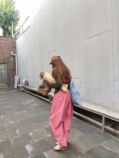 KOGIRL韩国东大门夏季空气感弧形阔腿休闲裤宽松显瘦休闲长裤女薄