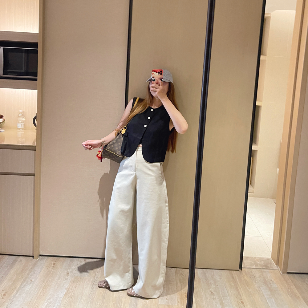 老钱风极简松弛感弯刀休闲西装裤