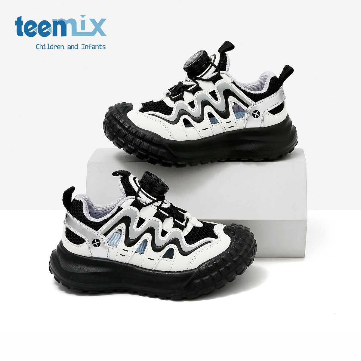 teenmix儿童2025夏季新款男童运动凉鞋中大童女童网面透气休闲鞋