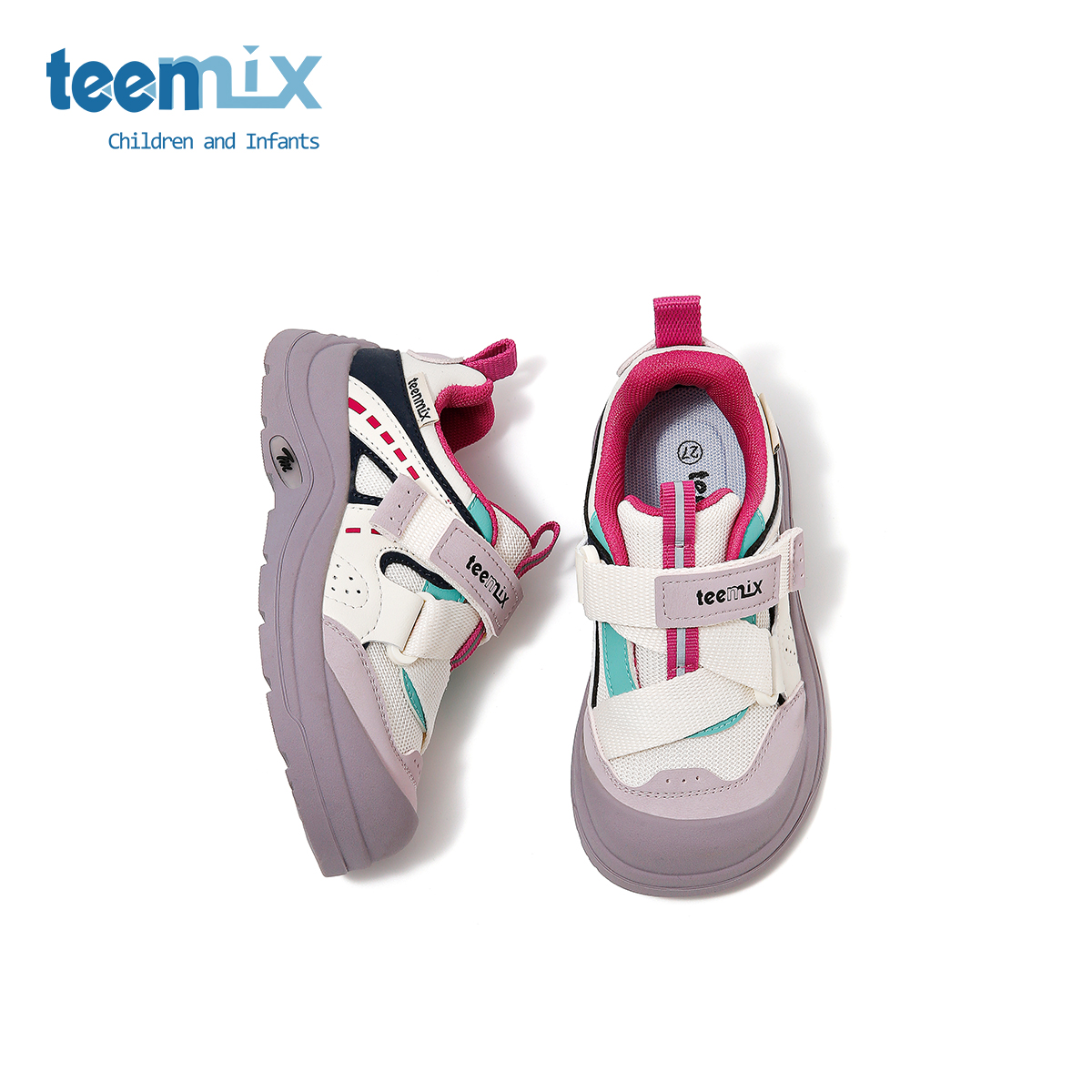 天美意童鞋2025春秋新款女童魔术贴网面透气运动鞋男童休闲跑步鞋