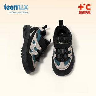 天美意童鞋2025年冬季新款男童保暖舒适休闲运动鞋女童加绒老爹鞋