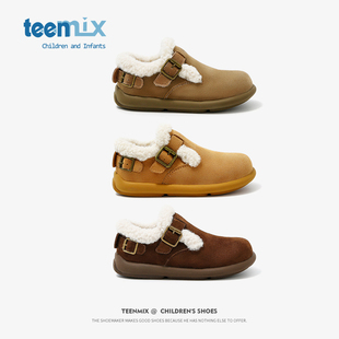 女宝宝勃肯鞋 天美意儿童棉鞋 子2025新款 加绒男童鞋 女童雪地靴冬季