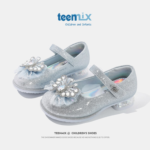 天美意春秋季女童公主水晶鞋大童