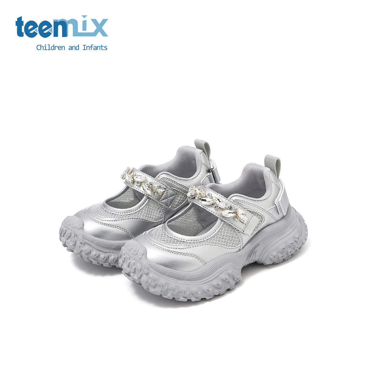 天美意童鞋2026春夏季新款儿童运动女童水钻鞋小女孩软底包头凉鞋