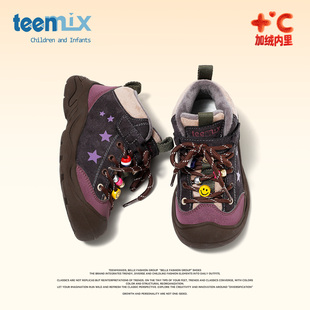 天美意童鞋2025年冬季新款女童加绒保暖棉鞋男童中大童二棉运动鞋