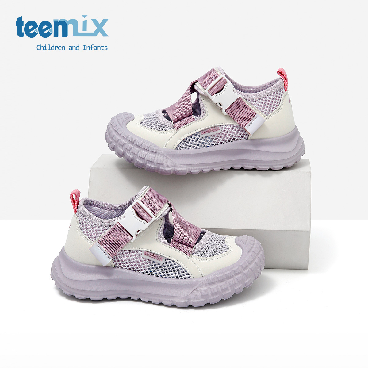 天美意teenmix儿童2025夏季新款凉鞋女宝宝轻便透气软底休闲鞋子