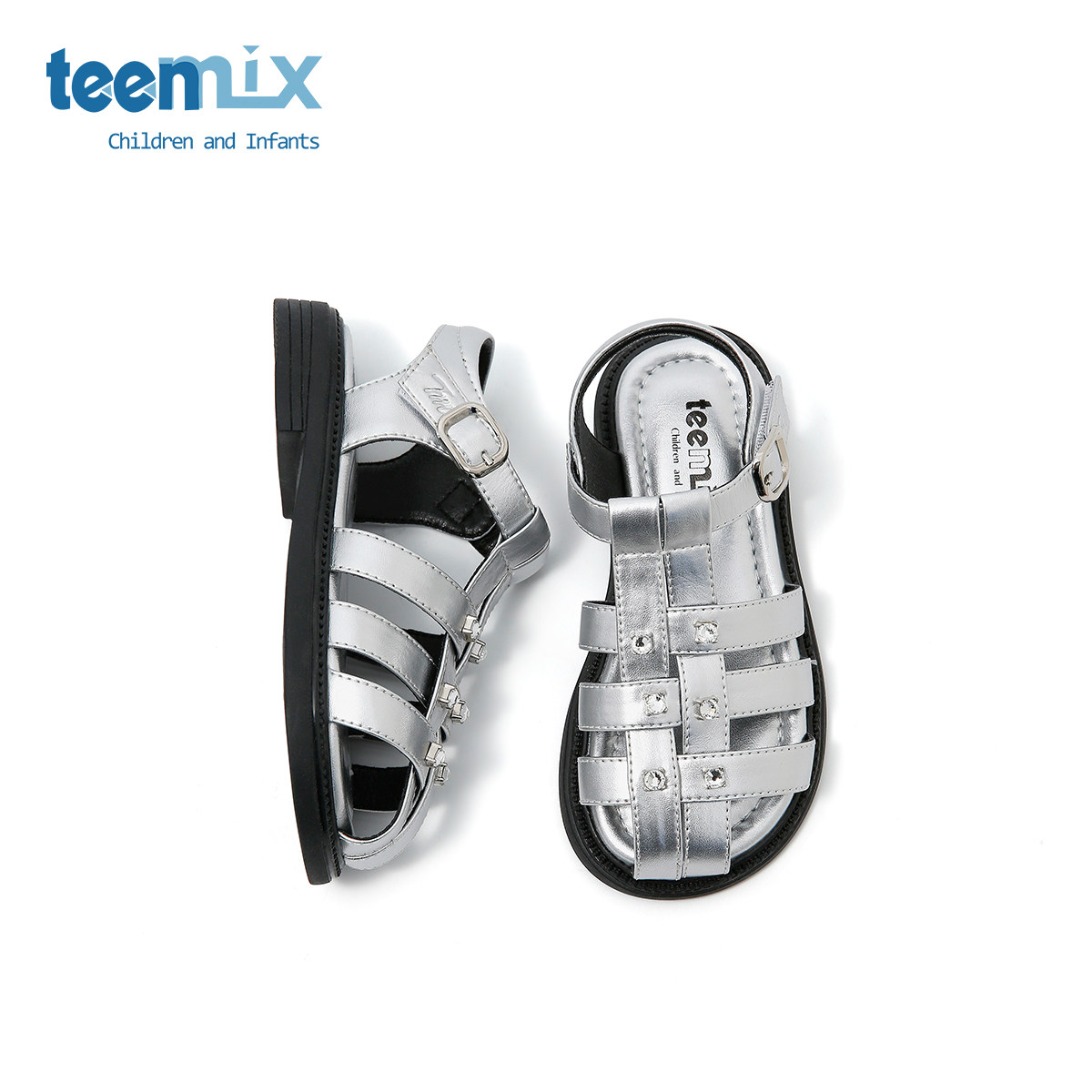 天美意儿童2026年夏季新款时尚潮女童罗马鞋小女孩软底凉鞋时尚