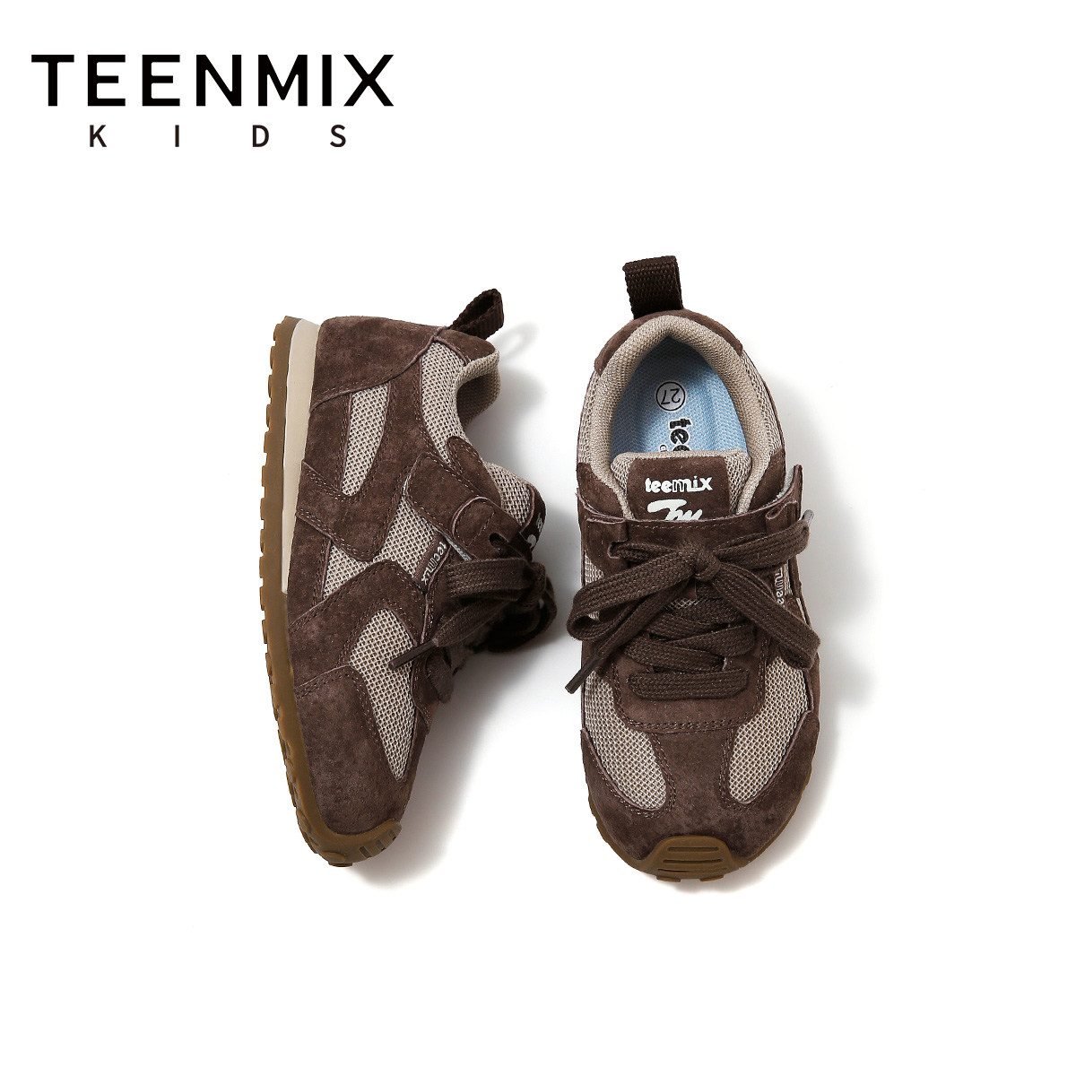 天美意童鞋2026年春秋新款男童简约纯色跑步鞋女童软底轻便休闲鞋