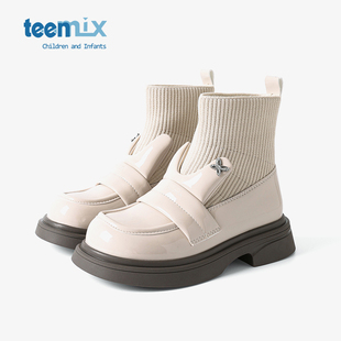 童鞋女童短靴2025新款秋冬款儿童靴子中大童女孩加绒马丁靴