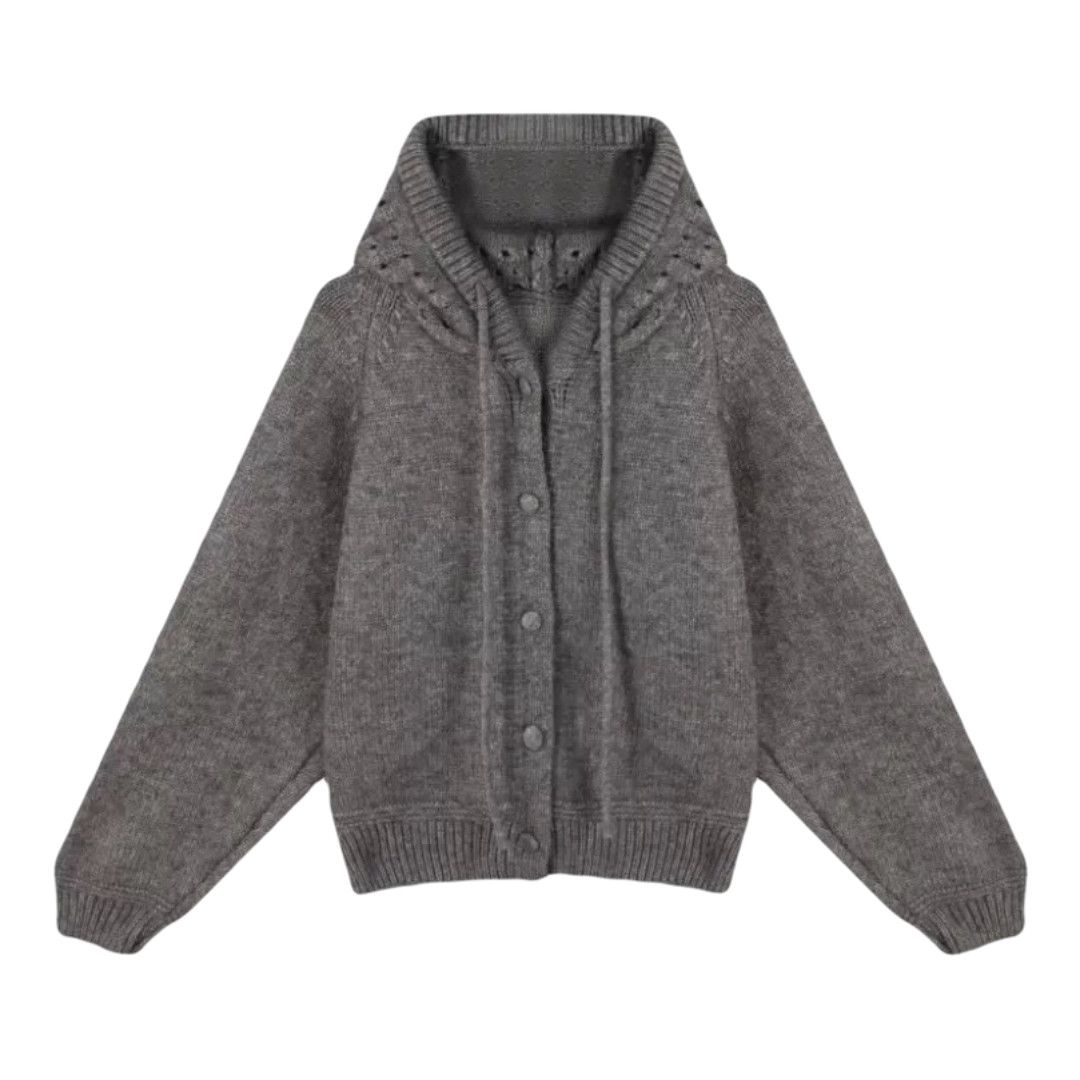 La Vague 气质连帽小众设计感针织开衫