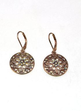 欧美外贸原单流行饰品 复古玫瑰金彩钻简约气质耳环耳坠女 200425