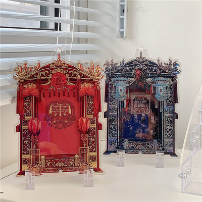 原创中式亚克力谷美三寸拍立得相框追星二次元小卡展示架插卡立牌