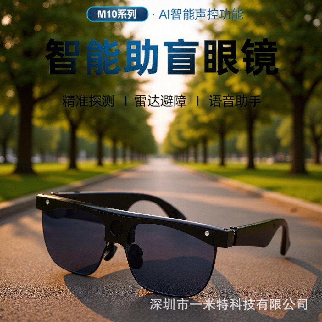 助盲眼镜M10雷达避障语音助手音乐打电话导航信息盲人智能助手