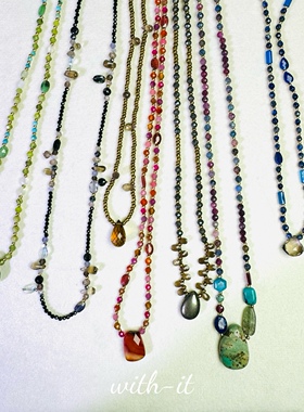 with it长项链集合款明星款松石黄水晶红宝珠串叠戴意大利风224