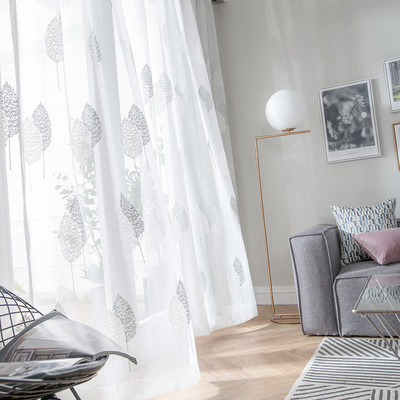 树叶窗纱清爽隔断成品客厅